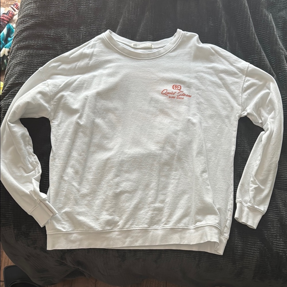 White Crewneck Quiet Storm Long Sleeve